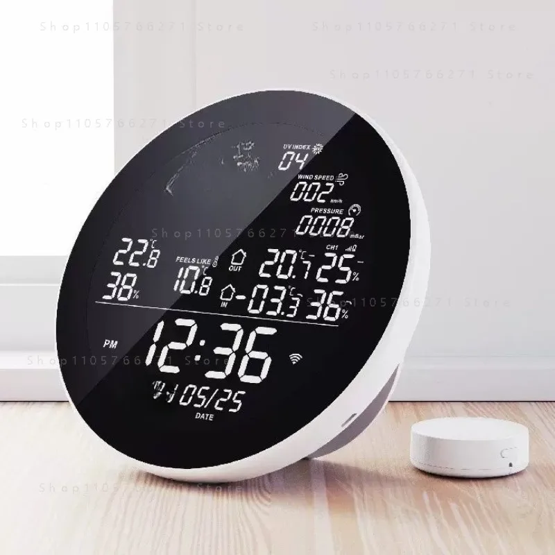 Indoor and outdoor temperature and humidity meters, full-function radio-frequency weather clocks, color screens,