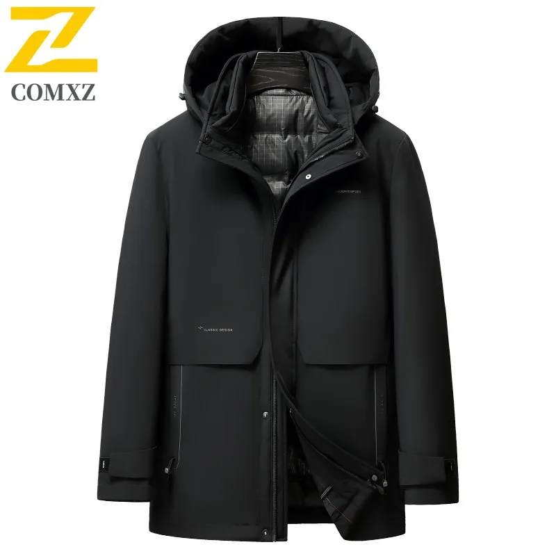 الرجال مقنعين سترة الخريف جديد أنيق الأعمال عارضة انفصال هود ملابس خارجية قسط الراحة خفيفة الوزن تنوعا معطف منتفخ #5