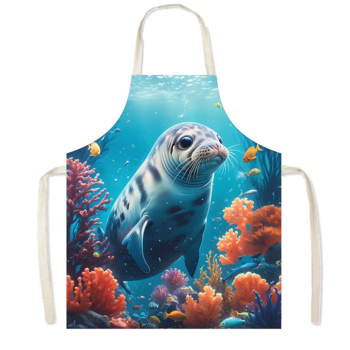 Colorful Ocean Animal Kitchen Aprons Octopus/ Sea Turtle/ Seahorse/ Starfish Pinafore Home Cleaning Clothing Chef Cooking Apron