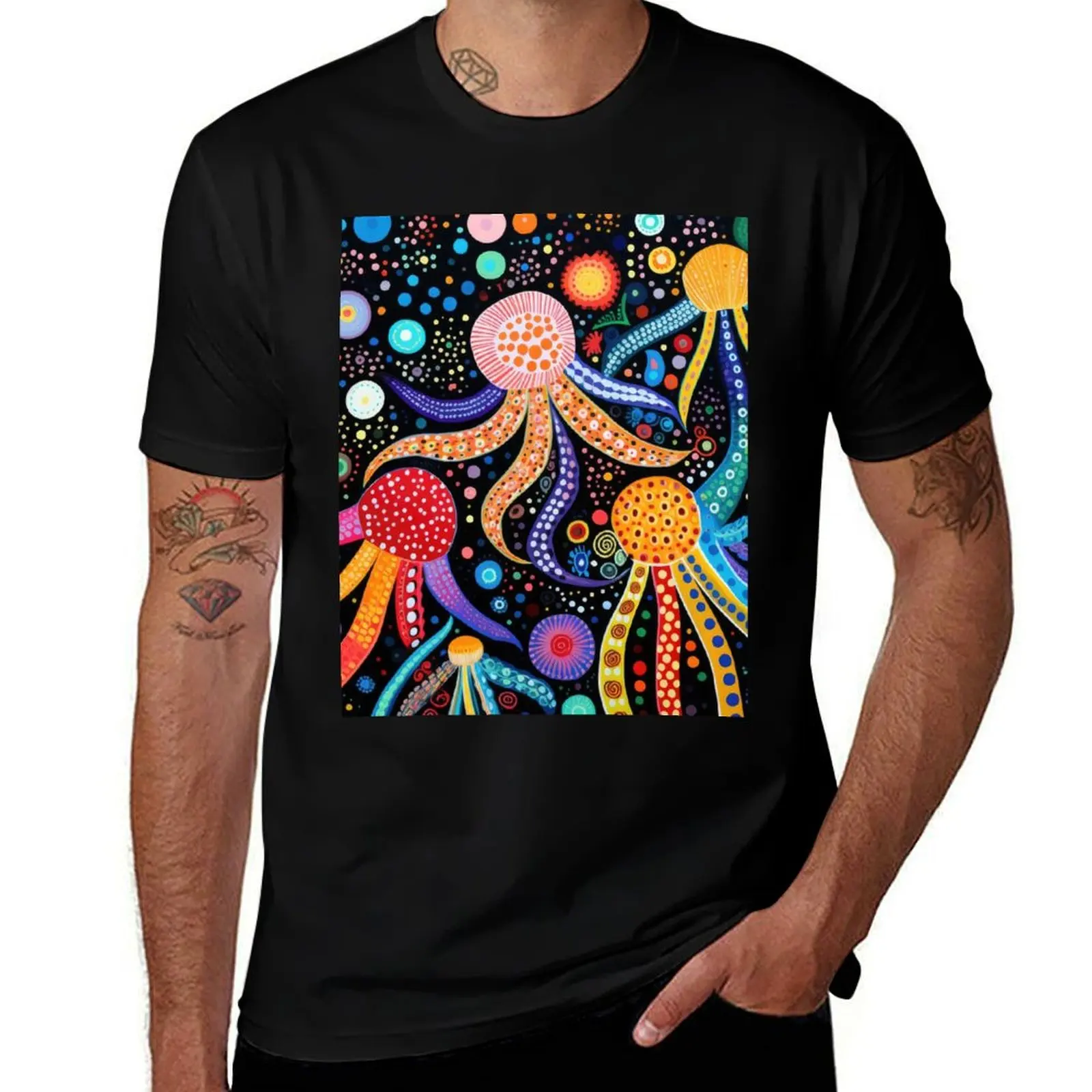 Cosmic Octopus Family T-Shirt Basic Solid Color Short Sleeve Cotton Top