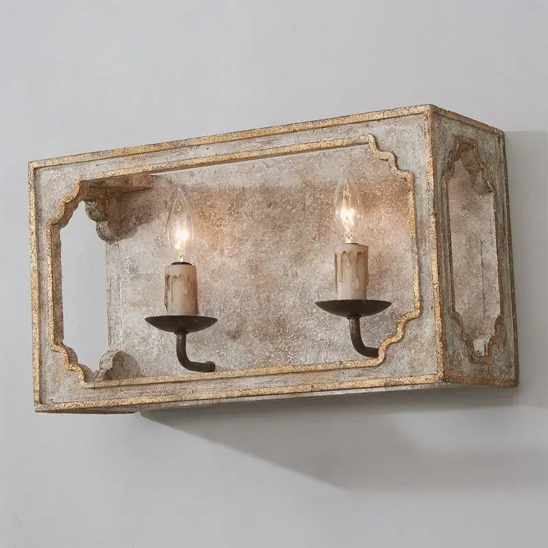 

Vintage Wooden Wall Lamp American Retro Style Indoor Lighting for Living Room Bedroom Dining Room