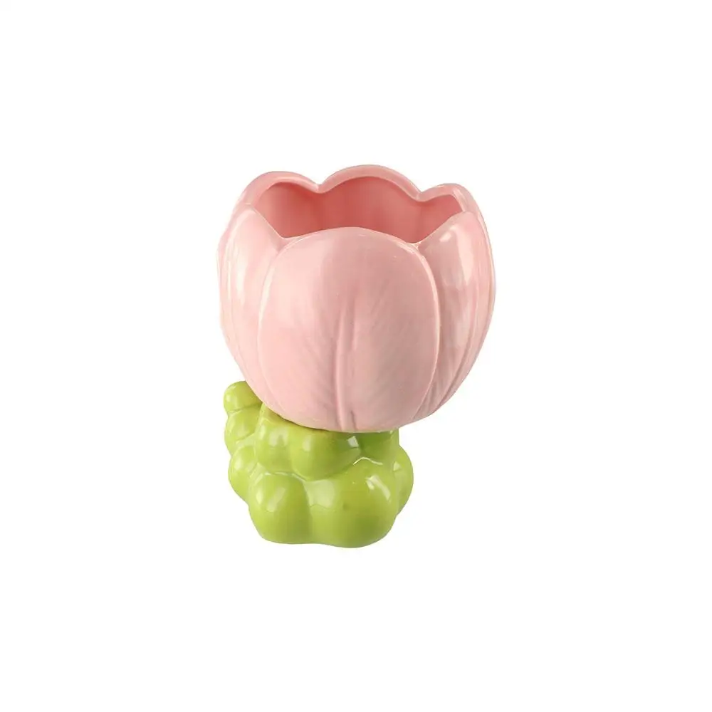 Ceramic Ceramic Tulip Pen Holder Tulip Flower Retro Flower Makeup Brush Storage Bucket Large Capacity Cute