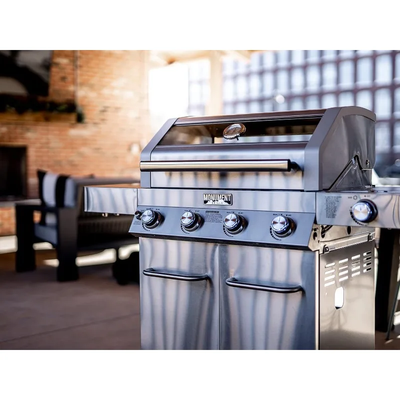 شوايات تذكارية أكبر قابلة للتحويل 4 شواية غاز طبيعية خزنة من الفولاذ المقاوم للصدأ شوايات البروبان، أدوات تحكم LED