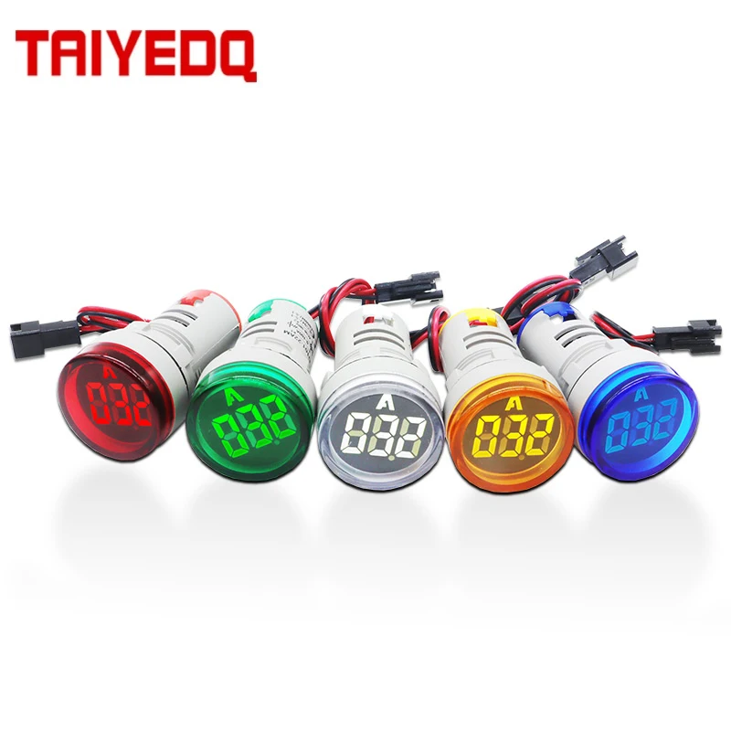 1 adet Tester dijital Amp akım ölçer ampermetre gösterge ışığı sinyal ışığı ampermetre Mini 22mm kırmızı yeşil