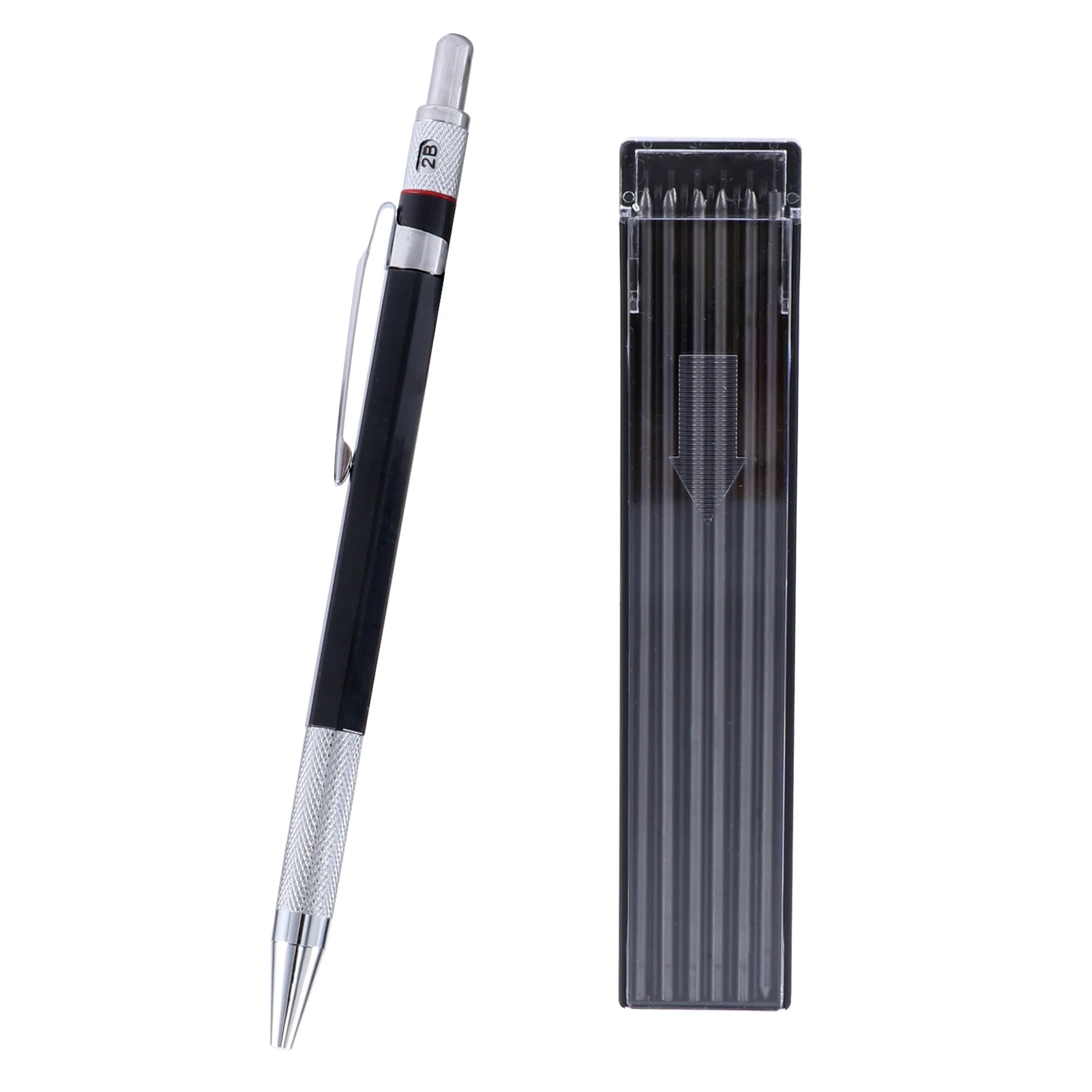 Lápis de construção conjunto com construído em apontador, Metal Pen Clip, portátil, mecânica, marcação concreta, DIY com refil, concreto, 2mm