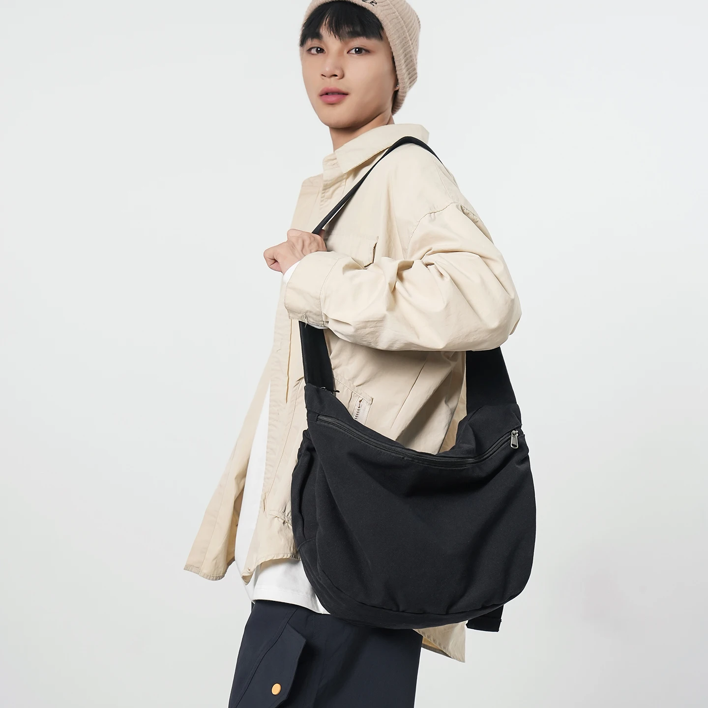 

Large Canvas Women's Bag Plain Messenger Bag Y2K Shoulder Cross Bag Eco Bag Korean Shopper Satchel Unisex Minimalist Handbag Ins