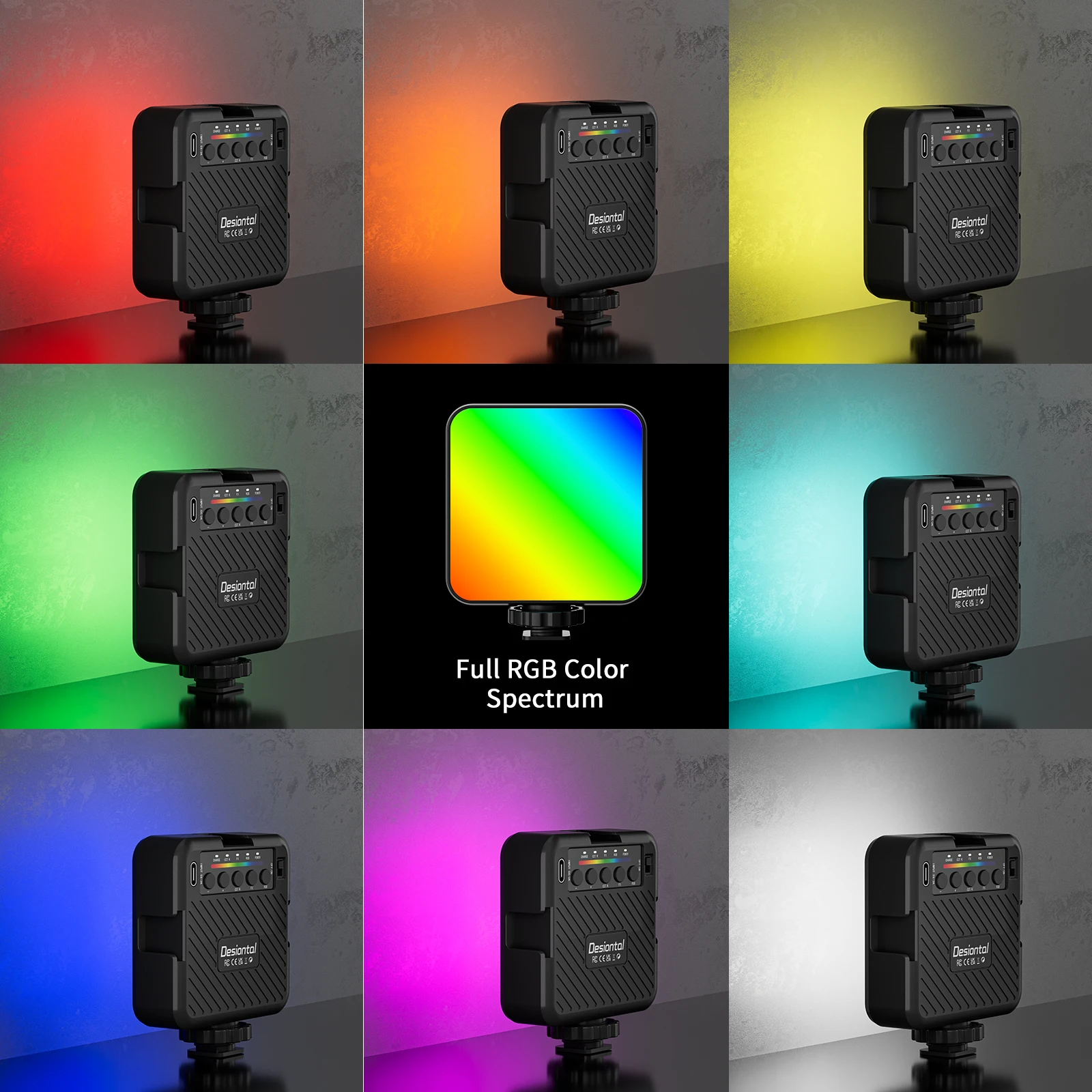 Desiontal X1 RGB LED Video Light Photography Fill Camera Lighting CRI95+ 3000-6500K Cold Shoe For Phone Vlog Live Streaming DSLR