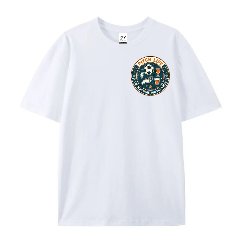 Pitch Life Soccer T Shirt Funny Pocket Graphic Tees White Loose Cotton Short Sleeve Tops Gift Soccer Mom Dad Player