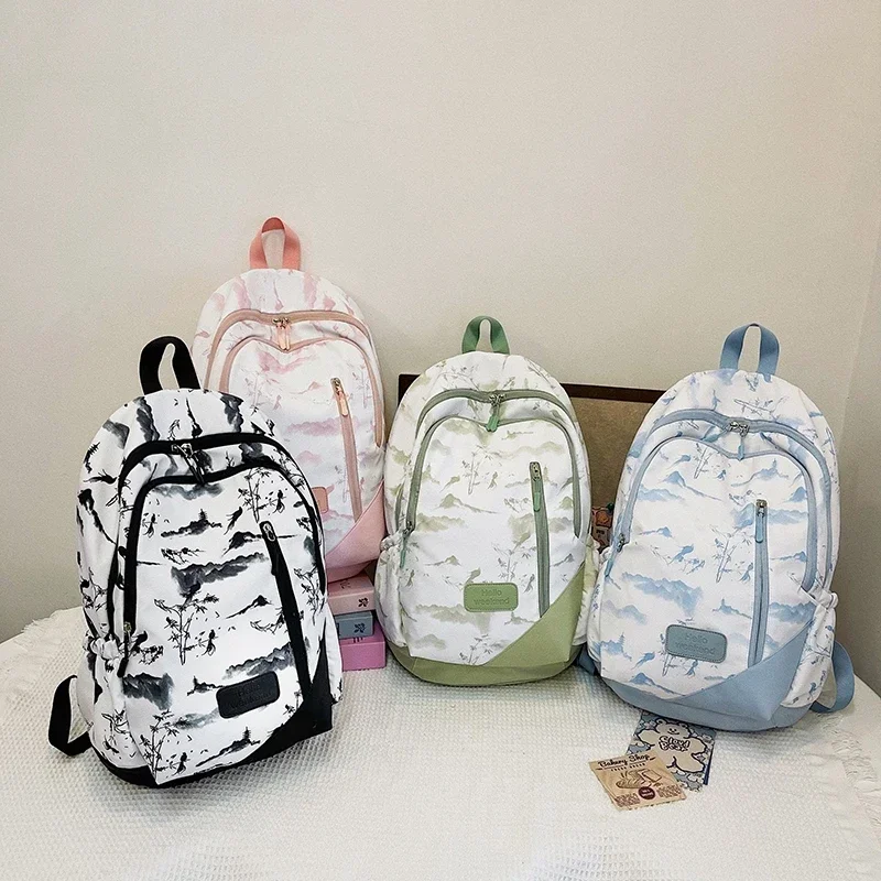 Neue Nylon Reiß verschluss chinesischen Stil Schult aschen Hochleistungs-Mode Rucksack 2024 Hot Sale Einfachheit Taschen für Mädchen und Jungen