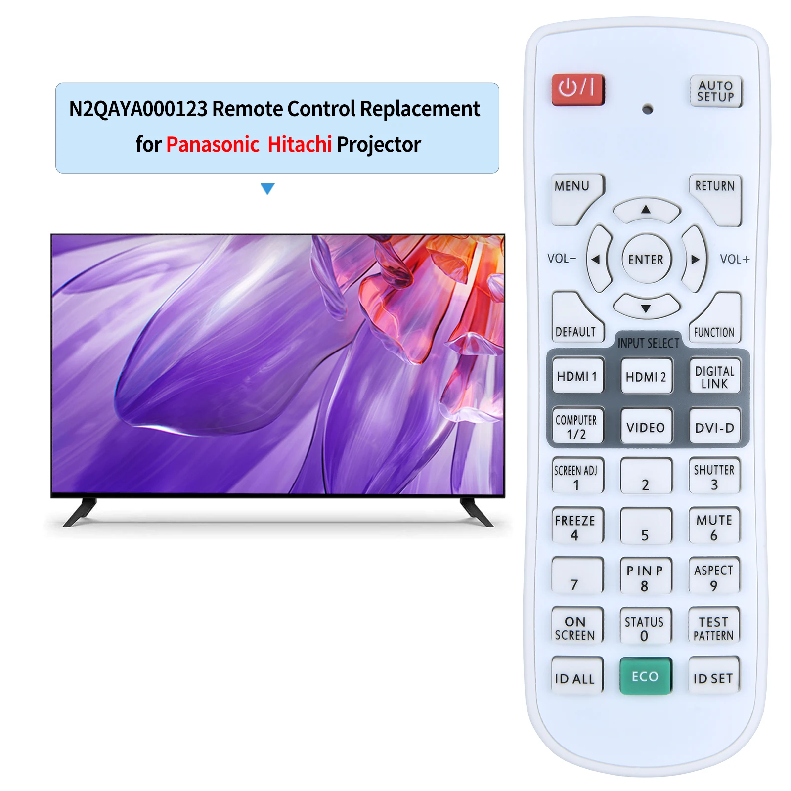 Remote control for Panasonic N2QAYA000123 Hitachi Projector CP-EX301N CP-EW301N CP-EX252N CP-EX302N