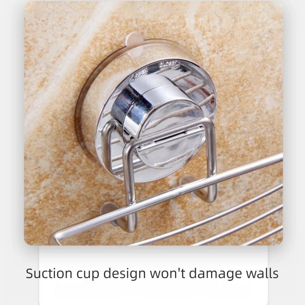 Wall Mounted Vacuum Suction Cup Soap Dish Self Draining No-Drilling Shower Soap Holder Heavy Duty Stainless steel