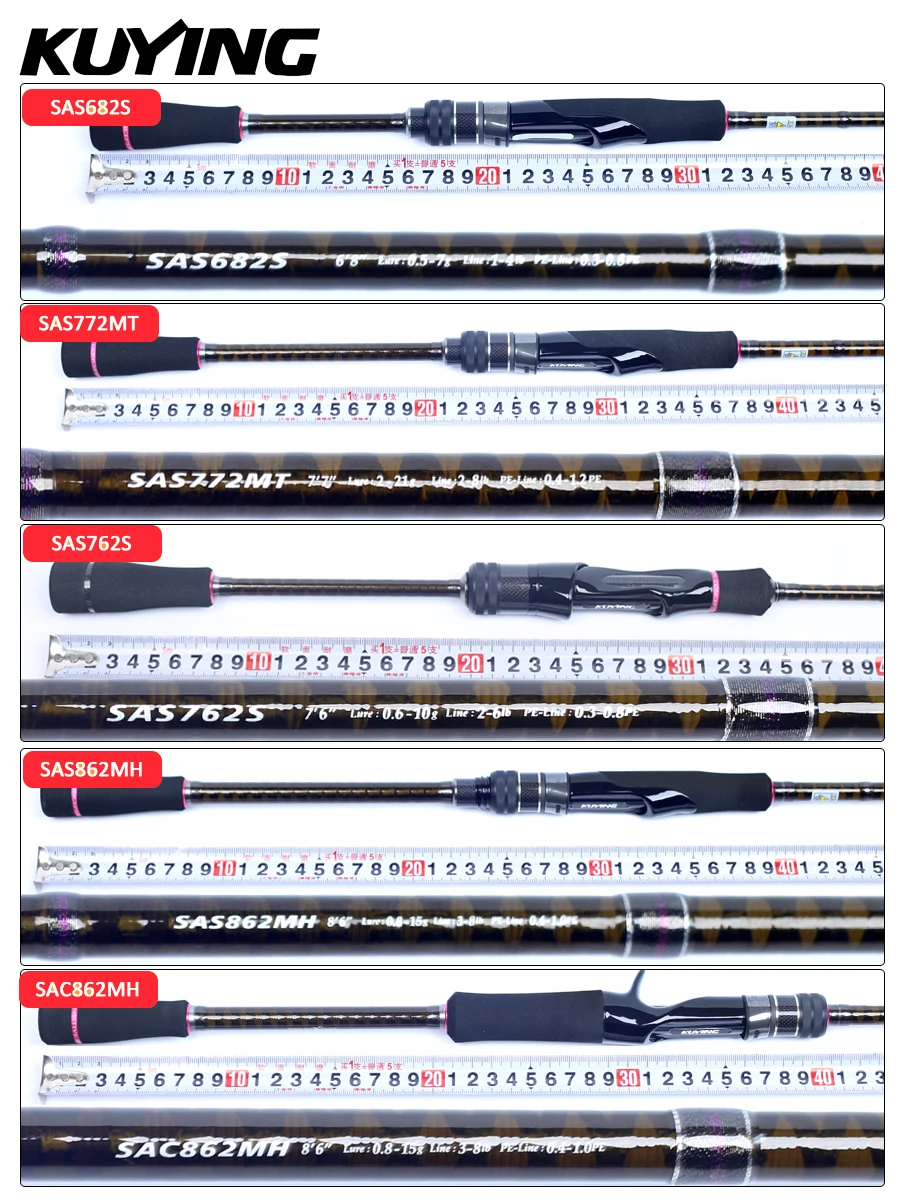 KUYING SUPERLITE AJING Spinn- & Baitcasting-Angelrute aus Kohlefaser mit FUJI-Teilen, 6'8" 7'6" 7'7" 8'6", Leichte Rock Lure Rute – Detail 4