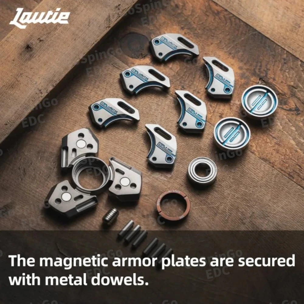 LAUTIE Bit-09-Ti フィジェットスピナー メカスタイル チタンブルー フィジェットトイ 大人用 不安解消ガジェット オフィスデスクアクセサリー