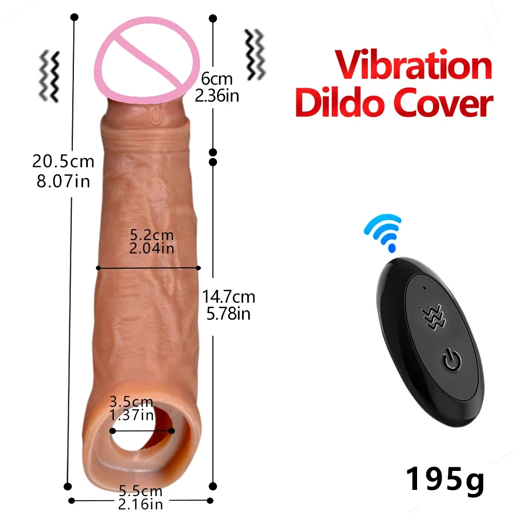 Vibrator for Men Penis Enlargement Sleeve Cover Case Cock Header Enlargement Extension Enhancement Men Silicone Condom Sex Toy