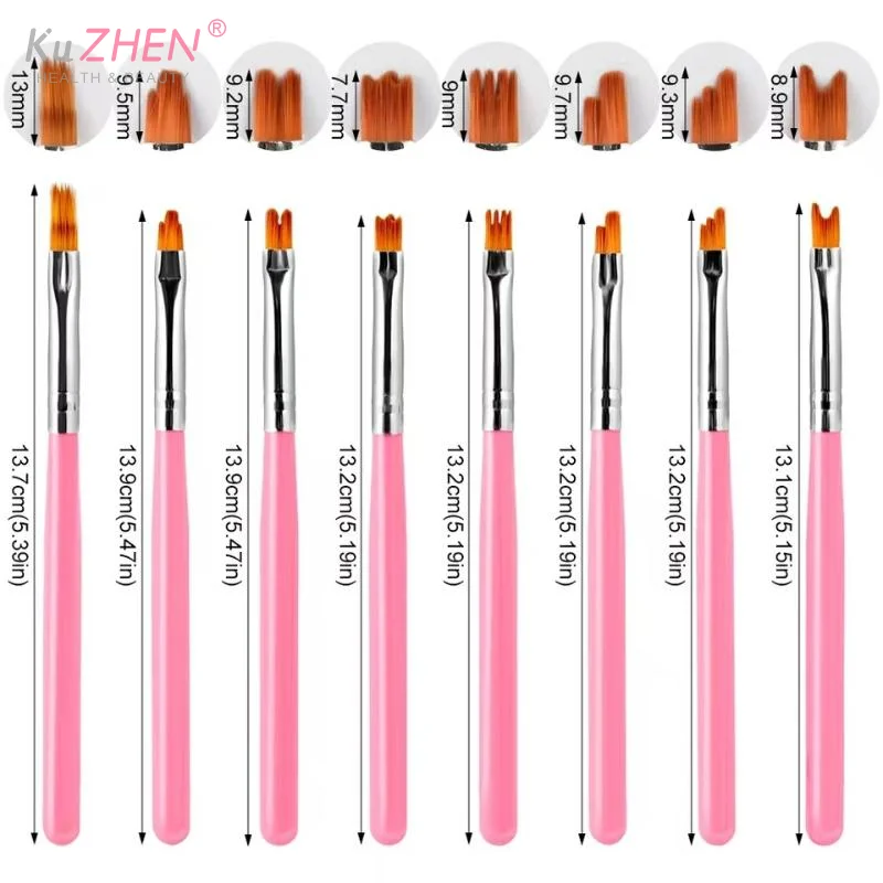 Juego de 8 Uds. De bolígrafo de diente de sierra con dibujo de flores para uñas, gradiente oblicuo, pintura de pétalos en forma de mezcla multifuncional, pincel para decoración de uñas en Gel