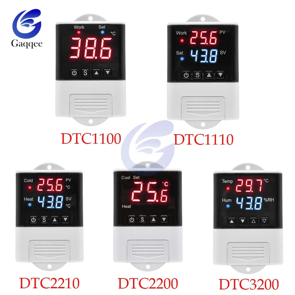 DTC2210 AC 110V 220V Digital Microcomputer Thermoregulator Thermostat Temperature Controller Cooling Heating Switch Dual Display