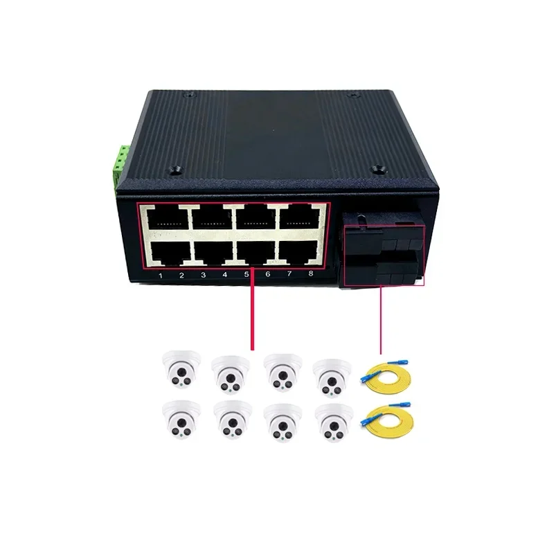 Standard protocol 802.3AF/AT  48V POE OUT/48V poe switch 100 mbps 8port POE with 2port 1310A 1550B SC industrial switch