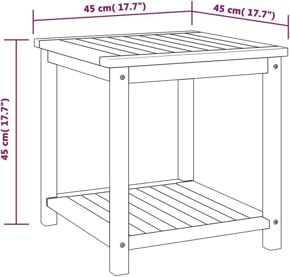 Eindtafel Met Onderste Plank, Houten Salontafel Voor Indoor Outdoor, Slaapkameropslag Nachtkastje