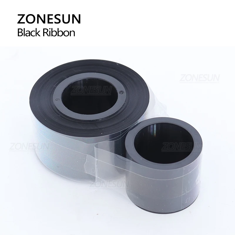 ZONESUN 200M 1 Set Pita Termal Hitam untuk ZS-DC24A Pembuat Kode Cetak Tanggal
