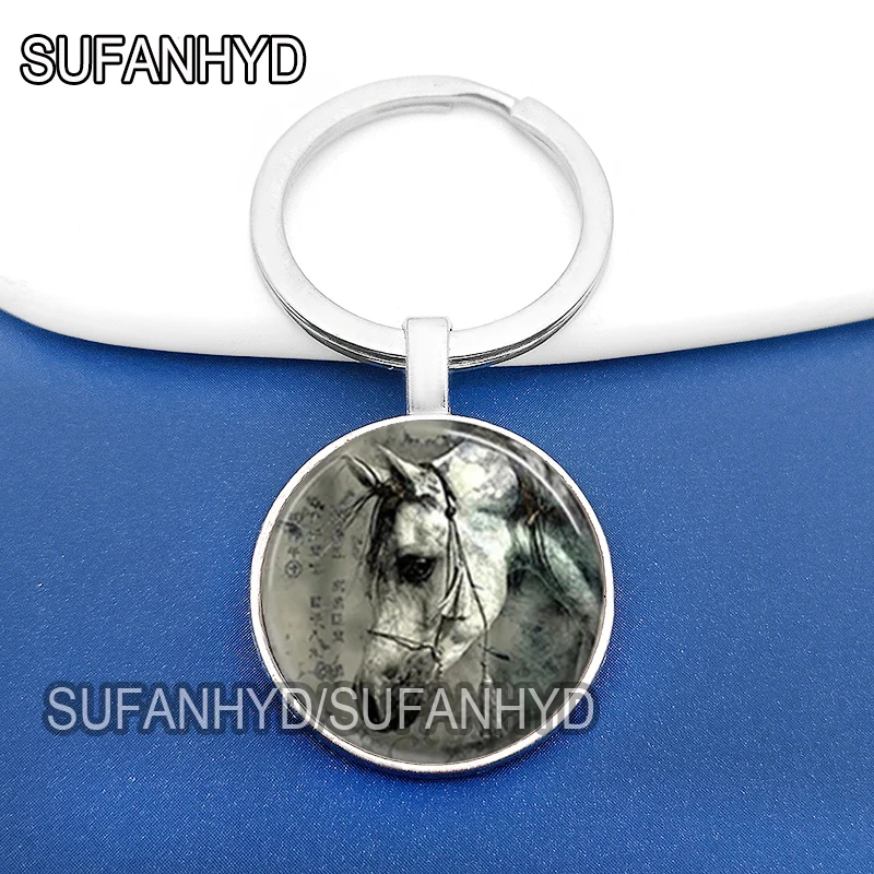 Fshion Horse Racing Keychain for ManTrendy Jewelry Horse Key Chains for House Animal Keyring