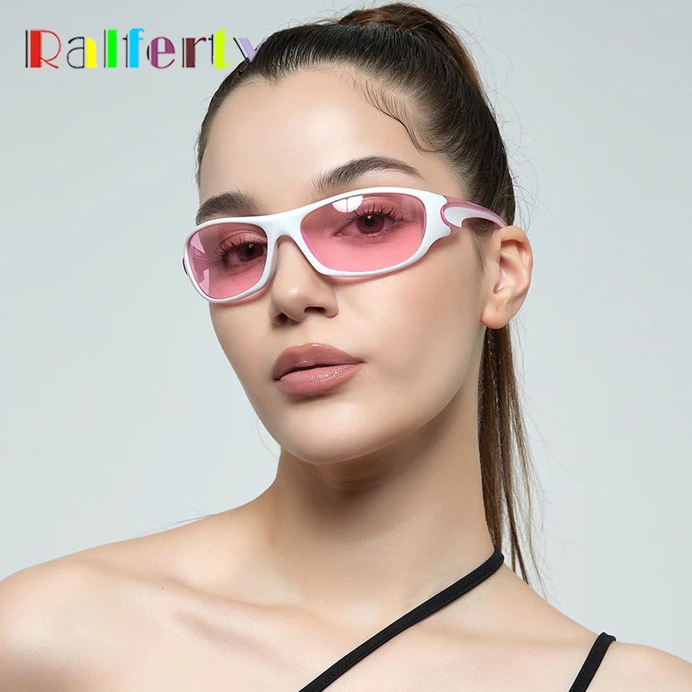 Ralferty 2025 y2k Designer Pink Sunglasses Women Men Anti UVA UVB Black Sport Cycling Shades Woman Sunglases lentes de sol mujer