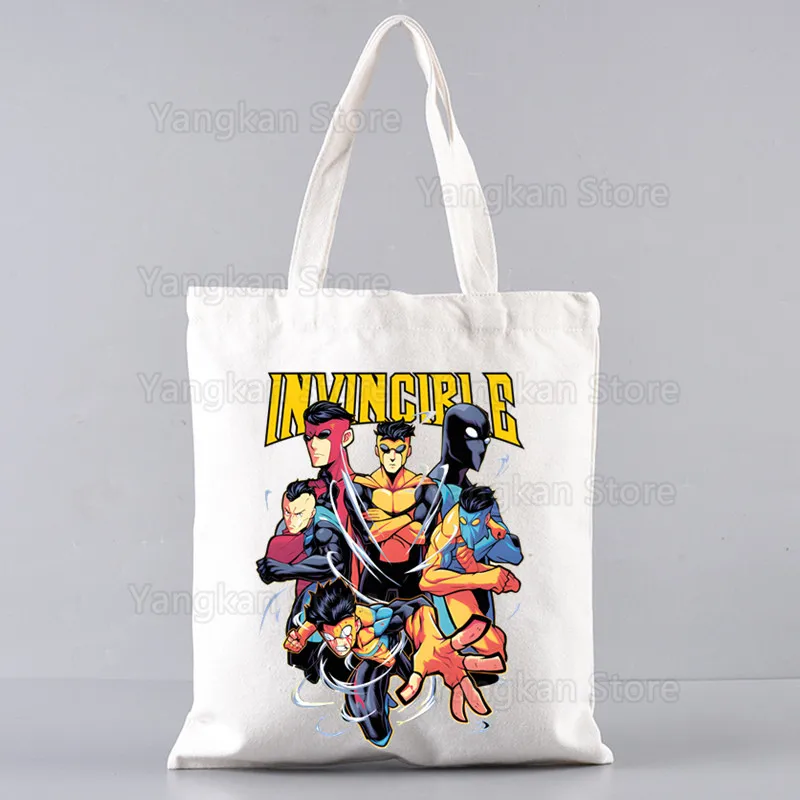 

Invincible Mark Grayson Hero Kawaii Bag Harajuku Shopping Canvas Shopper Bag Girl Handbag Tote Shoulder