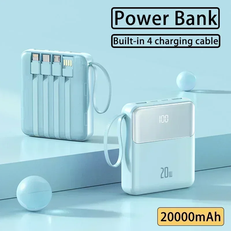 Мини-Power Bank 20000 мАч, портативное зарядное устройство с быстрой зарядкой, цифровой дисплей, внешний аккумулятор для iPhone 12 13 14 Xiaomi Samsung