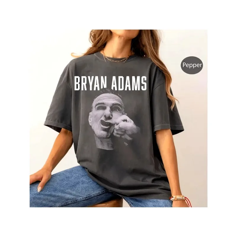 New Bryan Adams' 'Roll with The Punches' Tour Women's T-shirt Casual Round Neck Street Wear Couple Retro Top