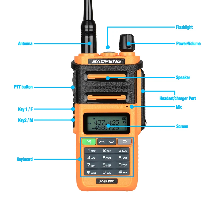 Baofeng 워키 토키 UV-9R 워키 토키 휴대용 CB 라디오 VHF UHF VHF 송수신기 듀얼 UV-9R 워키 토키