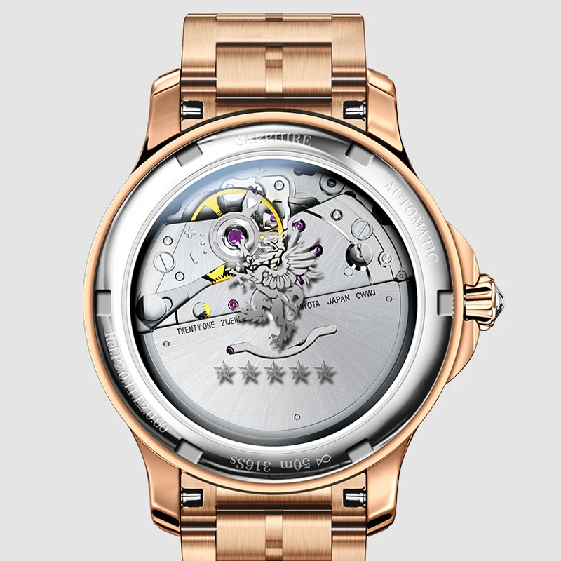 LOBINNI 2021, лучший бренд, роскошные женские автоматические механические часы, корпус из розового золота, браслет с бриллиантовым циферблатом, женские часы, часы с датой