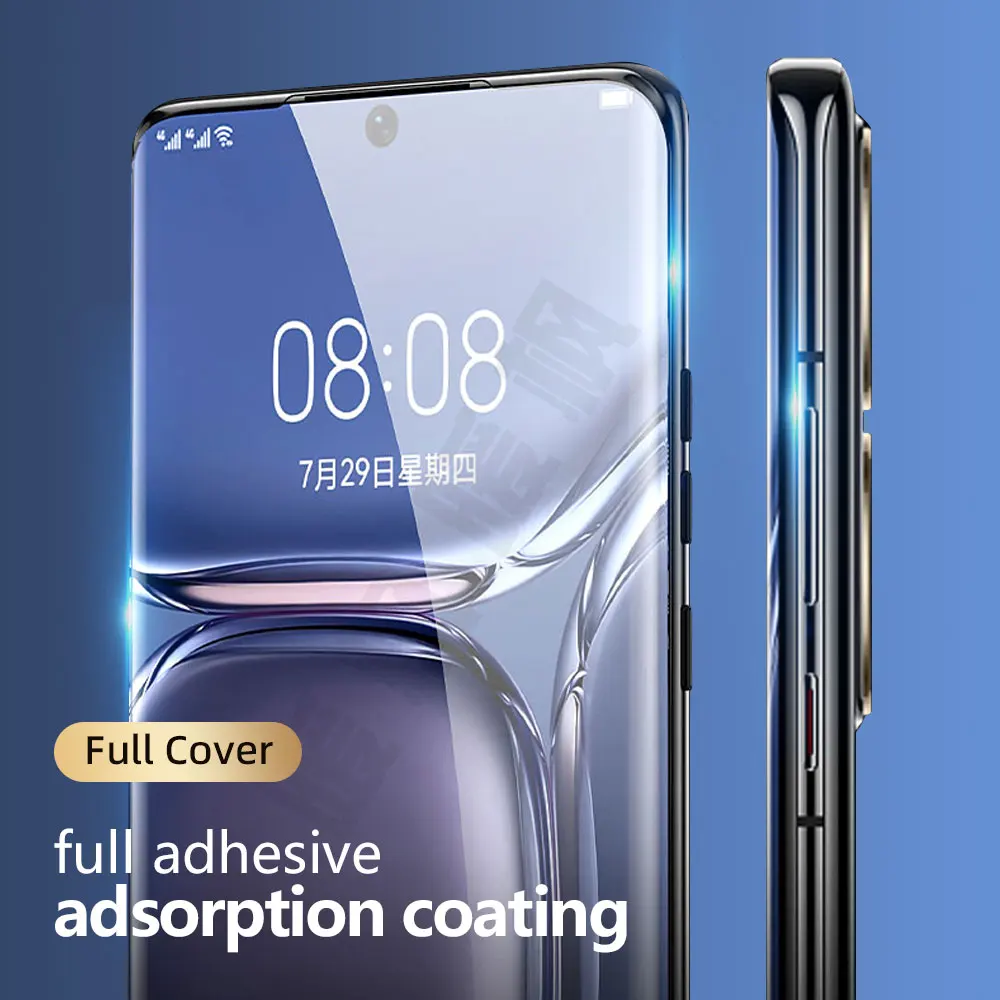 2/1 pz copertura vetro temperato UV per Huawei P30 P40 P50 pro plus pellicola protettiva per schermo del telefono in vetro UV