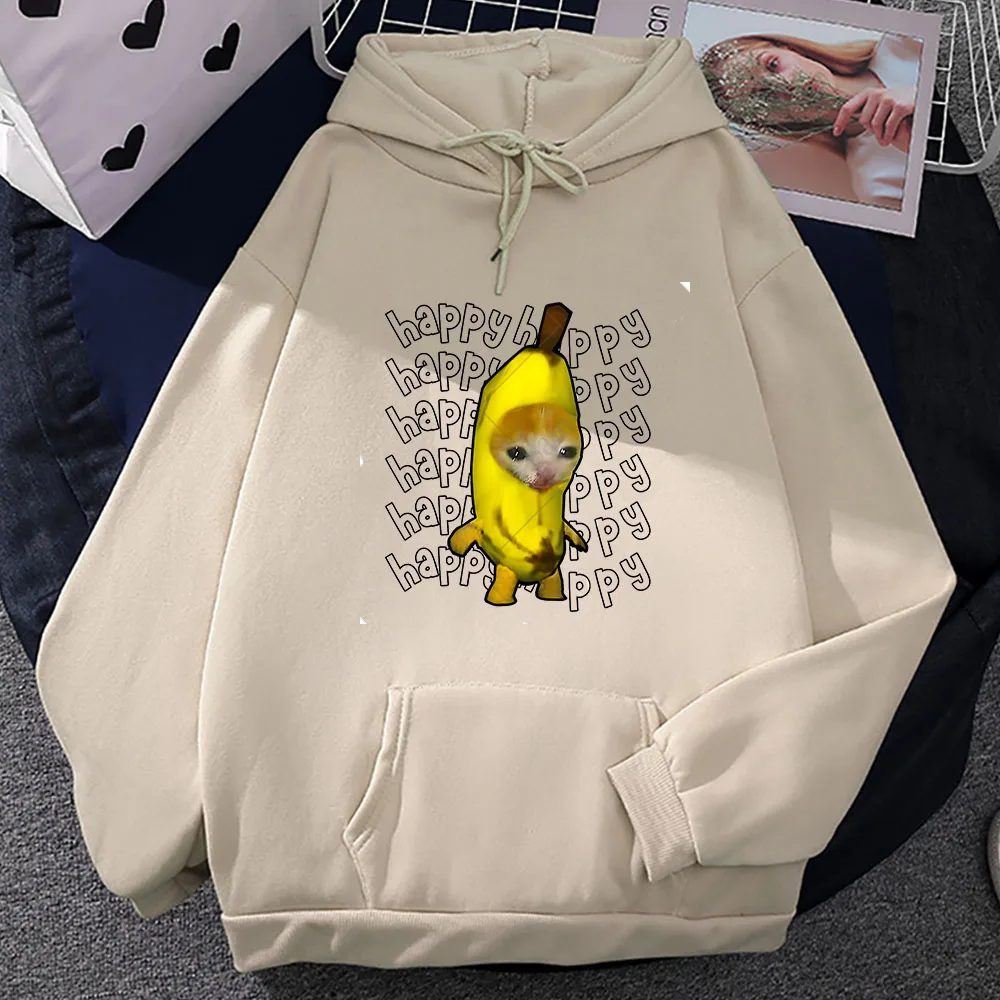 

Banana Cat Print Hoodies Men Women Hip Hop Casual Long Sleeve Loose Sweatshirts 2023 Autumn Winter Gothic Punk Pullovers Kawaii