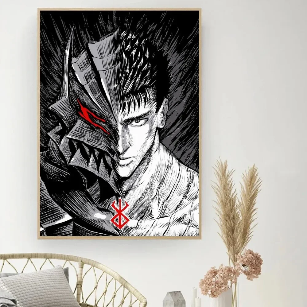 Affiche d\'anime japonais Berserk, bricolage, affiche de film vintage, peinture d\'art mural, autocollants d\'étude, petite taille