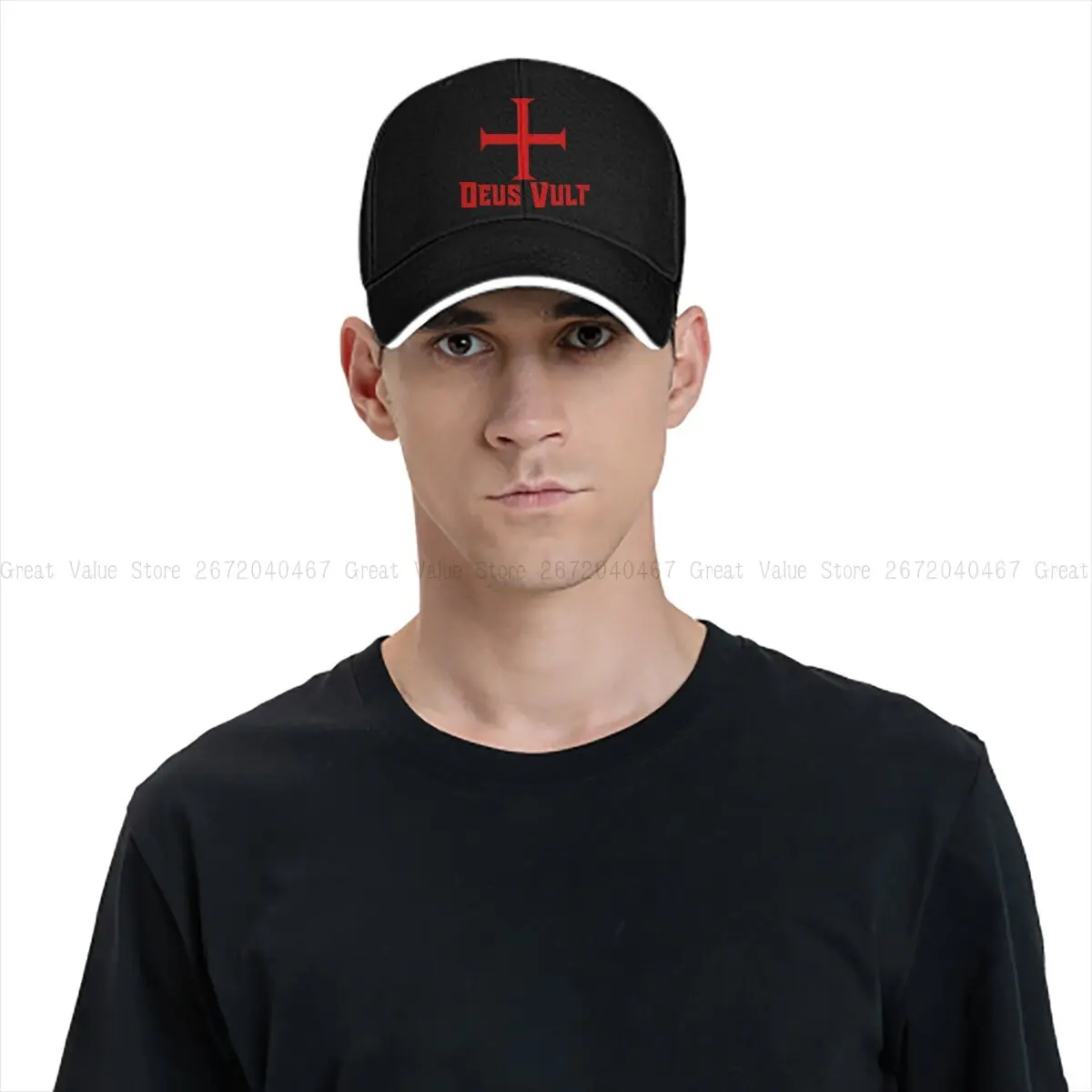 Pure Color Dad Hats Deus Vult Templar Cross Red Men\'s Hat Sun Visor Baseball Caps Knights Templar Peaked Cap