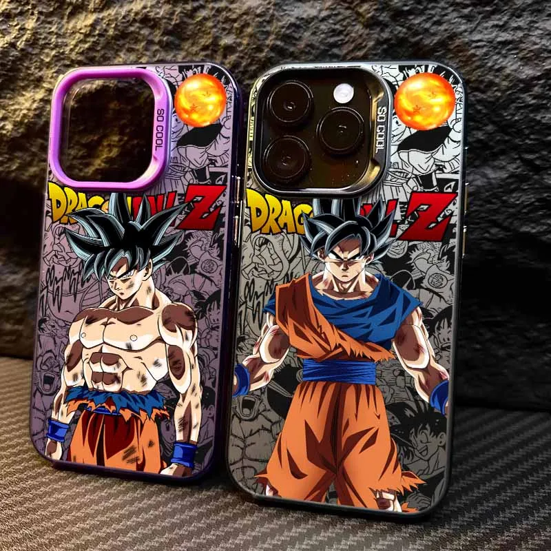 Fundas de Teléfono Coloridas Plateadas con Diseño de Anime Dragon Ball para Apple iPhone 17, 17 Air, 16E, 16, 15, 14, 13, 12 mini, Pro, Max, Plus