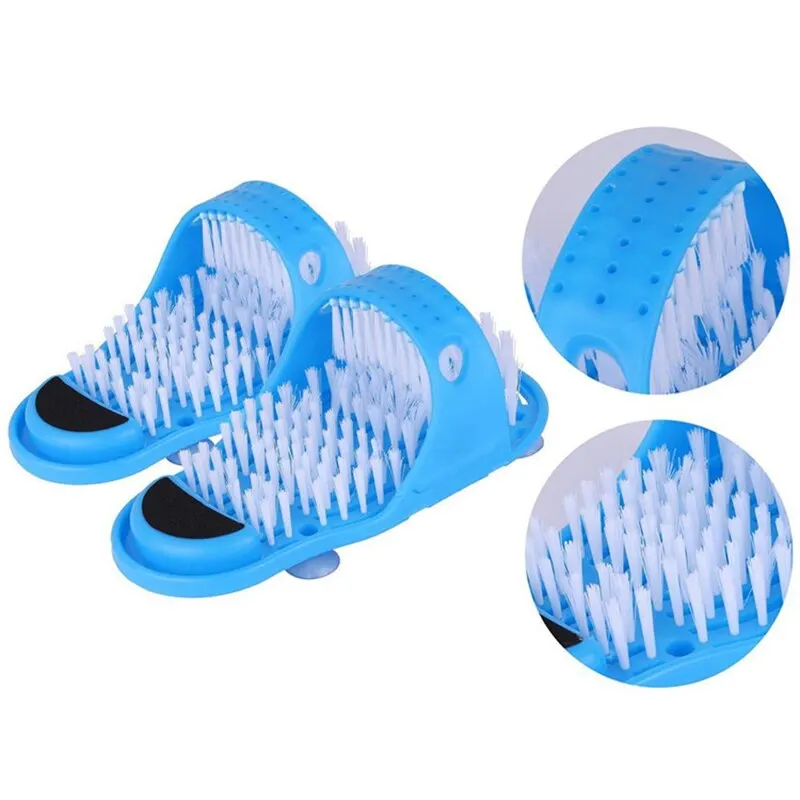 2Pc Shower Foot Cleaner Scrubber Massager Shoe Bathroom Bathing Foot Wash Brush Foot Rasps Remova Dead Skin Exfoliating Slippers