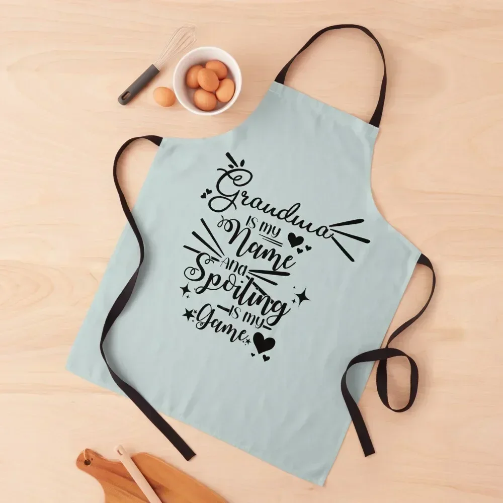 

Grandma is my name and spoiling is my game Apron Chef Accessory Women Kitchen'S men's barbecue chef costume Apron