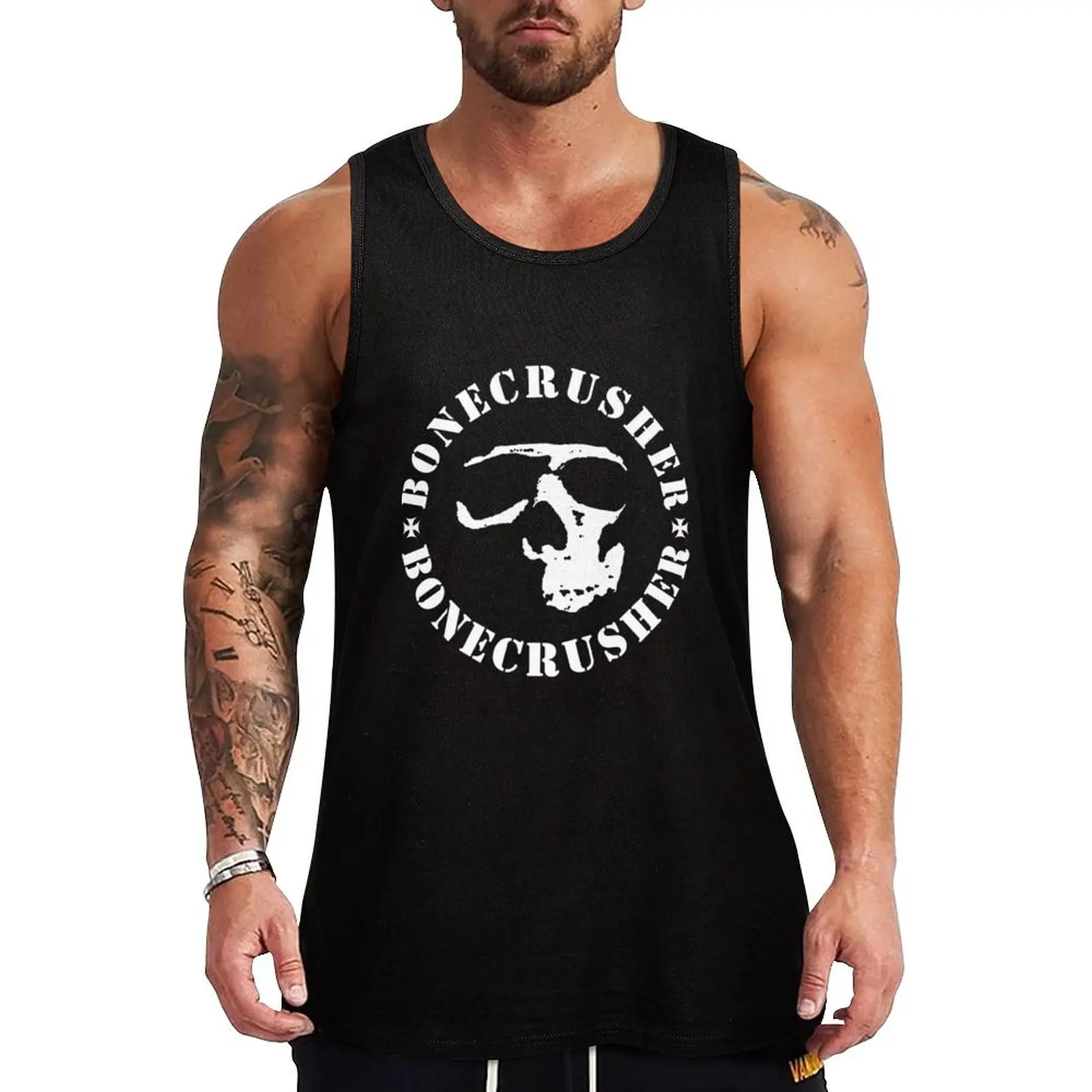 Bonecrusher Classic Skull Logo Tank Top Men's summer t-shirt Vest for boy summer clothes