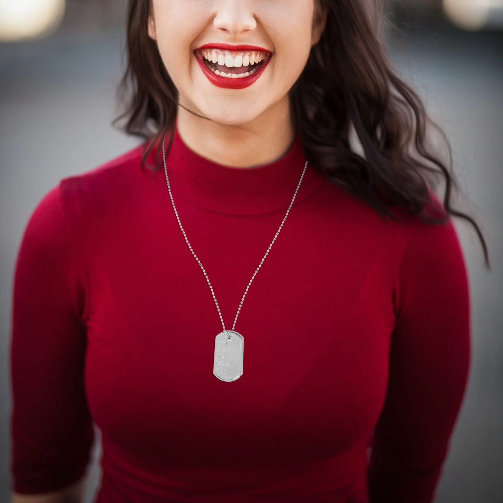 

1Set Dog Tag Necklace for Men Rugged Military Pendant Chain Scratch Resistant Metal Roleplay Party Accessory Trendy Urban