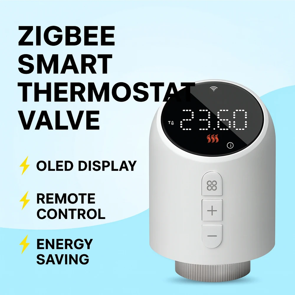 

ZigBee Smart Radiator Valve Thermostat – Voice Control, App Remote, LCD Display, Anti-Lime Protection