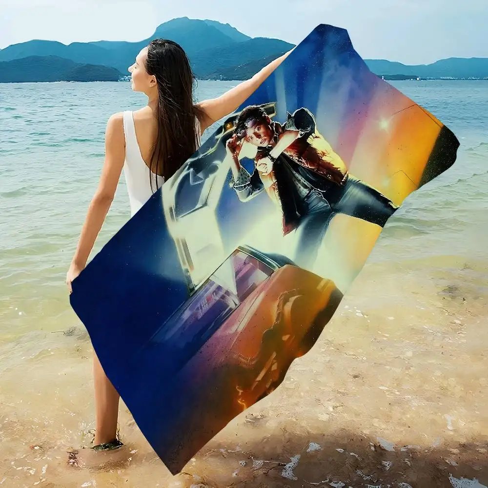 Sci Fi Movie B-Back To The F-Future Bath Microfiber Soft Water Absorbing Breathable For Girl Kids Decorative Cartoon Beach Towel