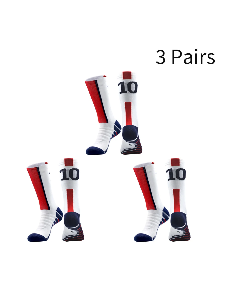 

3 Pairs Professional Breathable Sports Socks Adult Non-slip Thickened Towel Stockings Over-knee Training Outdoor Football Socks