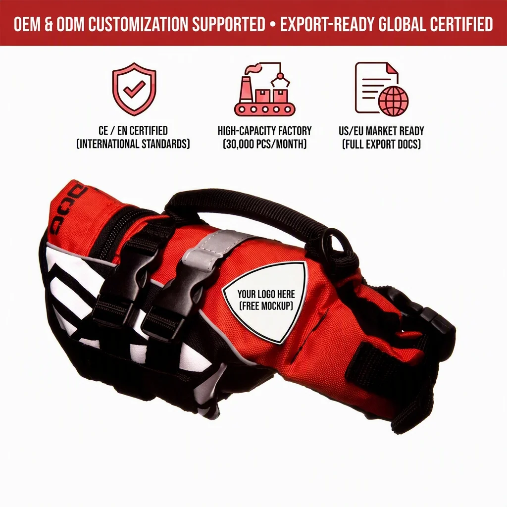 Custom Personalized Sport Reflective Nylon Polyester Small Dog Life Jacket Ergonomic Flotation Vest Swimming Drowning Prevention