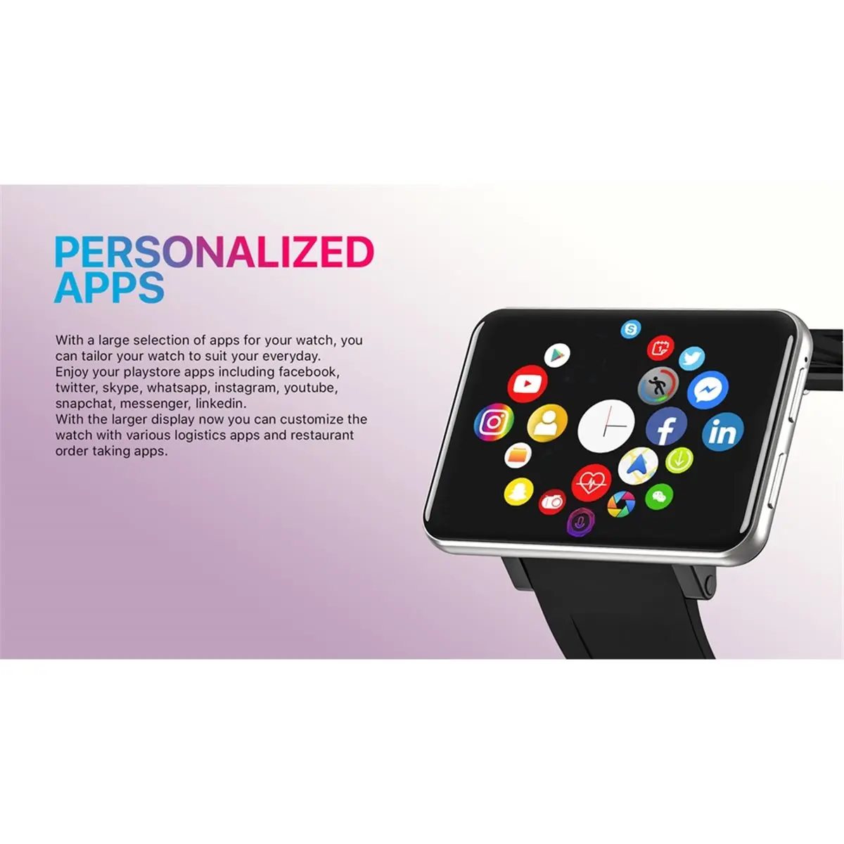 DTC4 1 Unidade Smartwatch 4G com Tela Sensível ao Toque de 2.8 Polegadas, Relógio Inteligente Esportivo e Fitness, 3+32G, Slot para Cartão SIM Android