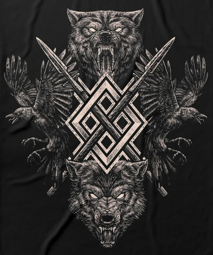 Odin Raven Wolf Vi king Tattoo T-Shirt Short Sleeve Casual 100% Cotton O-Neck Summer Mens T-shirt Size S-3XL