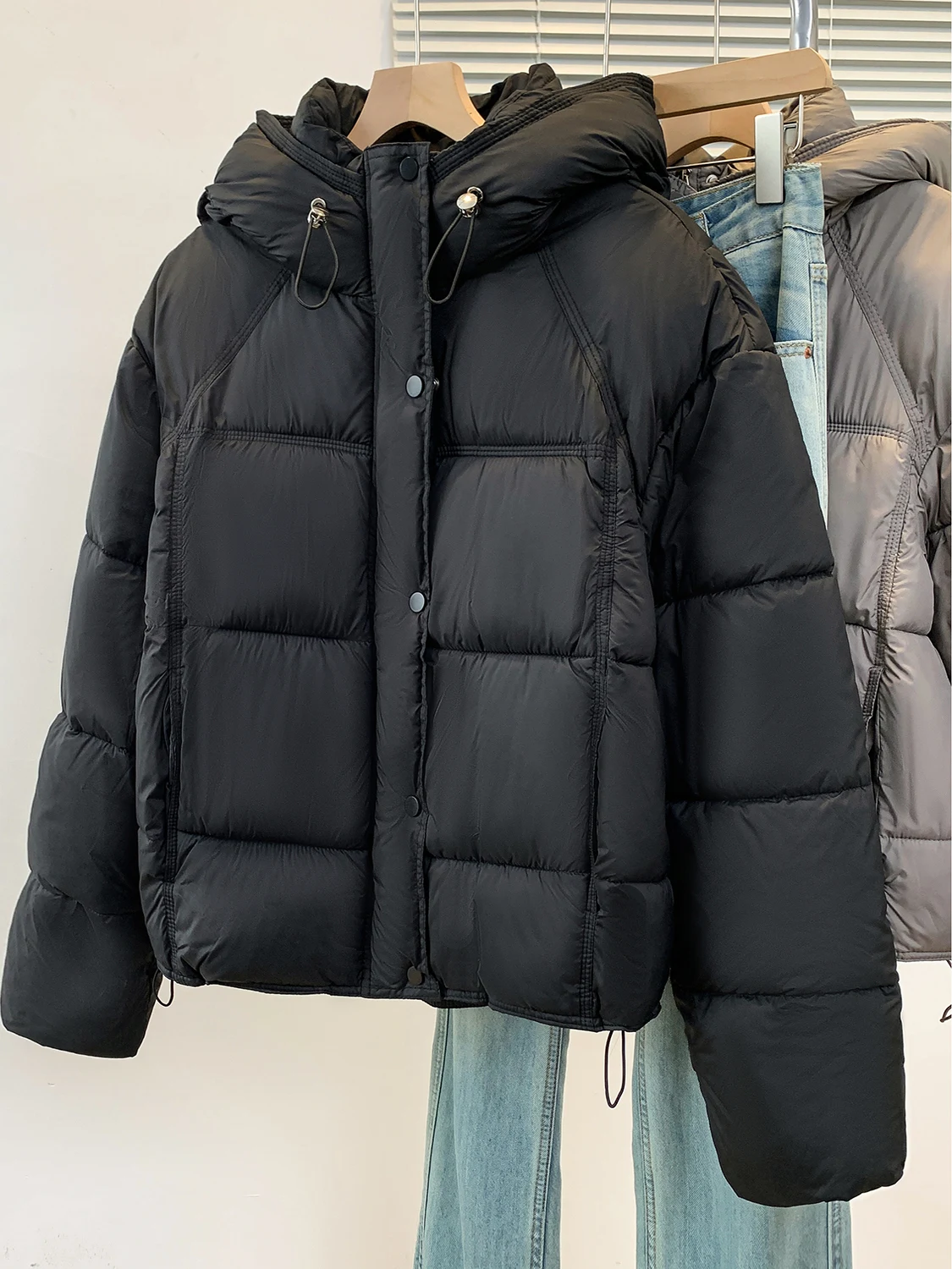 

Thiened Hooded Dstring Warm Casual Bread Sle Cotton Jaet Ddown Simulation Women's Autumn Winter New Arrival Faion