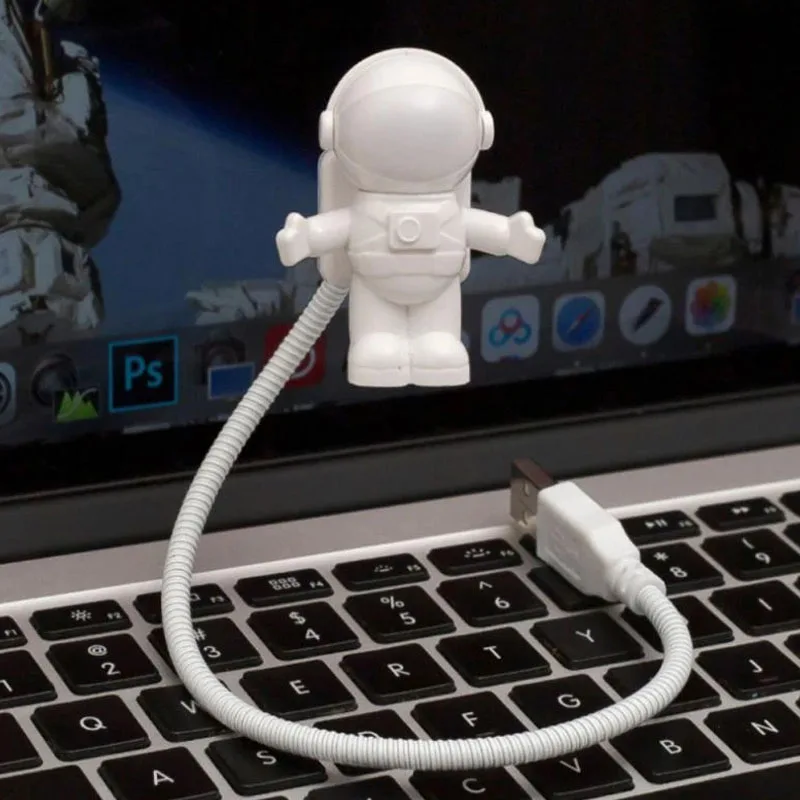 USB Night Light Powered White Astronaut Shape Portable Reading Desk Lamp DC For Computer PC Portable Source 5V LED Lighting Lamp