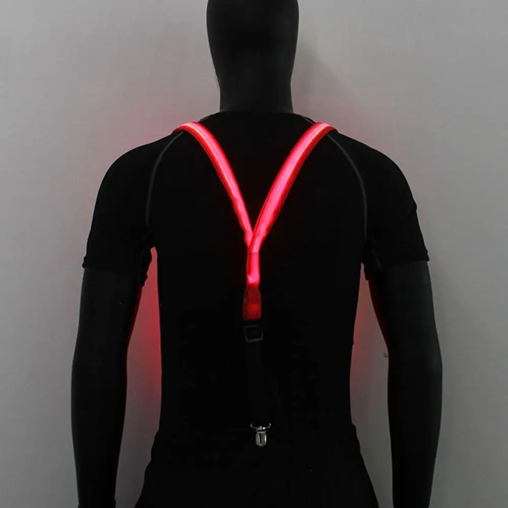 Clip per cinturino Bar Festival musicale Costume Bretelle per cravatta Set Bretelle a LED Clip per pantaloni appesi Papillon luminoso