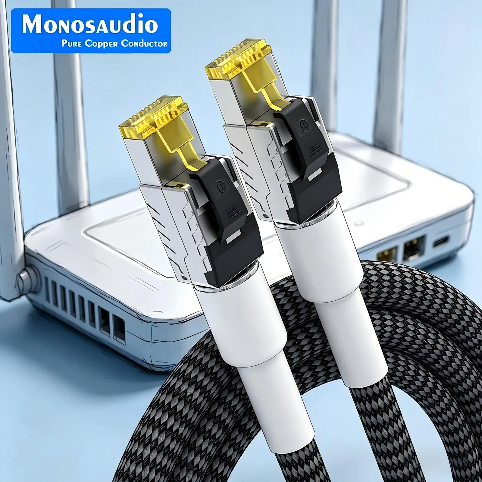Ethernet Cable CAT8  4N Pure Copper Lan Coed 40Gbps 2000MHz for PC/Laptop/Router RJ45 Network Cable