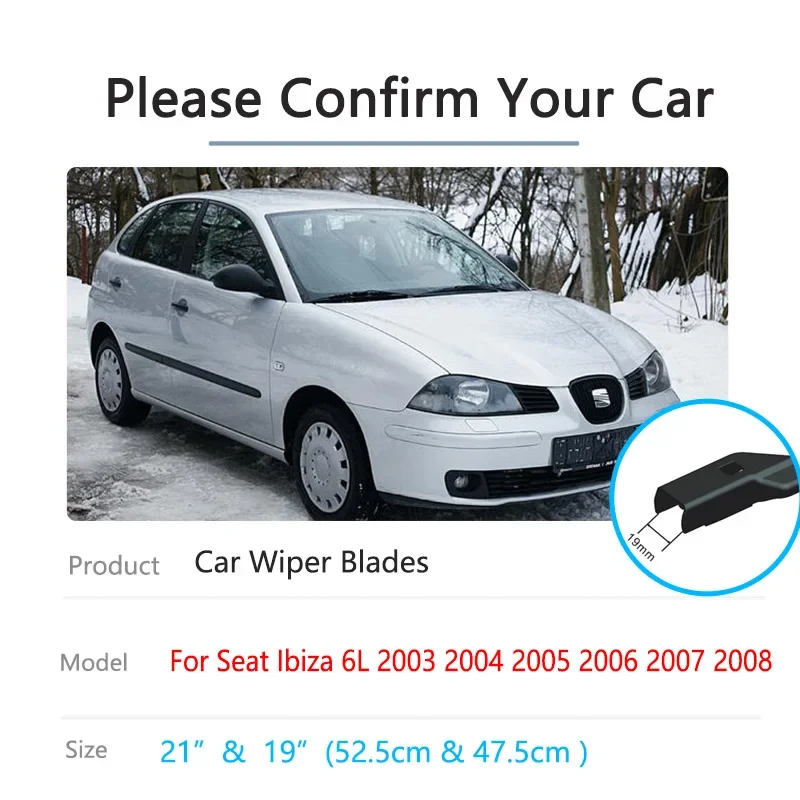 2x for Seat Ibiza 6L MK3 2003 2004 2005 2006 2008 Winshield Windscreen Wipers Blades Front Rear Window Car Accessories Cleaning